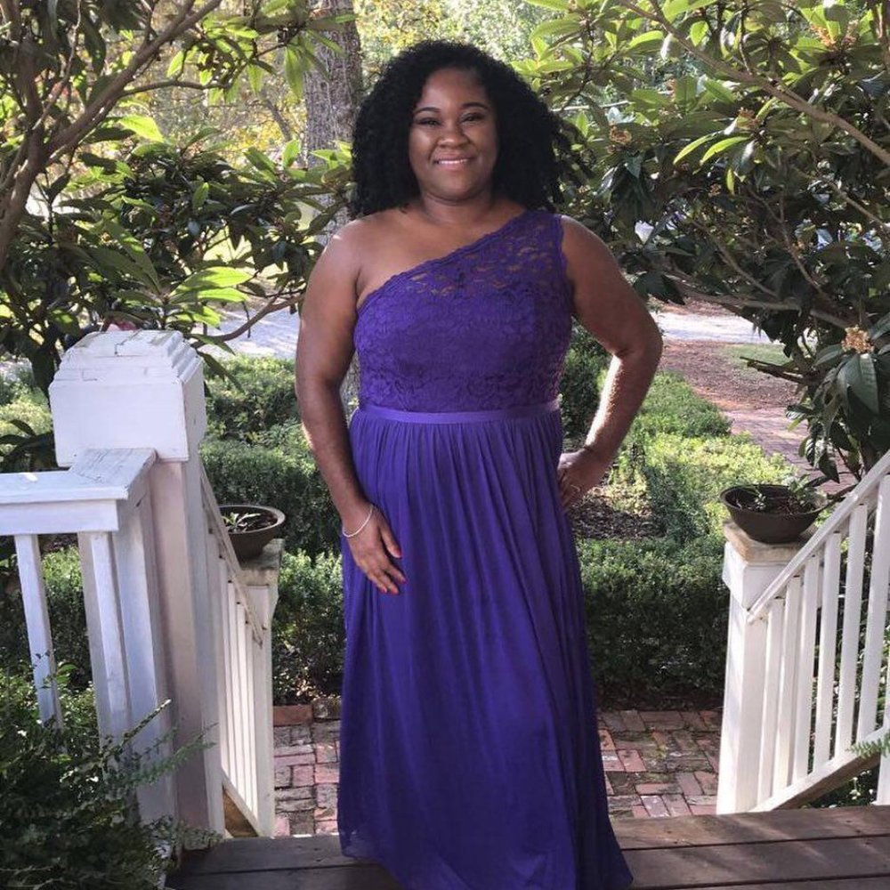 David's Bridal Long One Shoulder Lace Dress sz 18 Regency Purple elegant classy - Picture 2 of 12